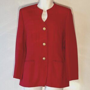 Le Suit SZ 8 Vintage Red longline tailored style blazer office chic tailored